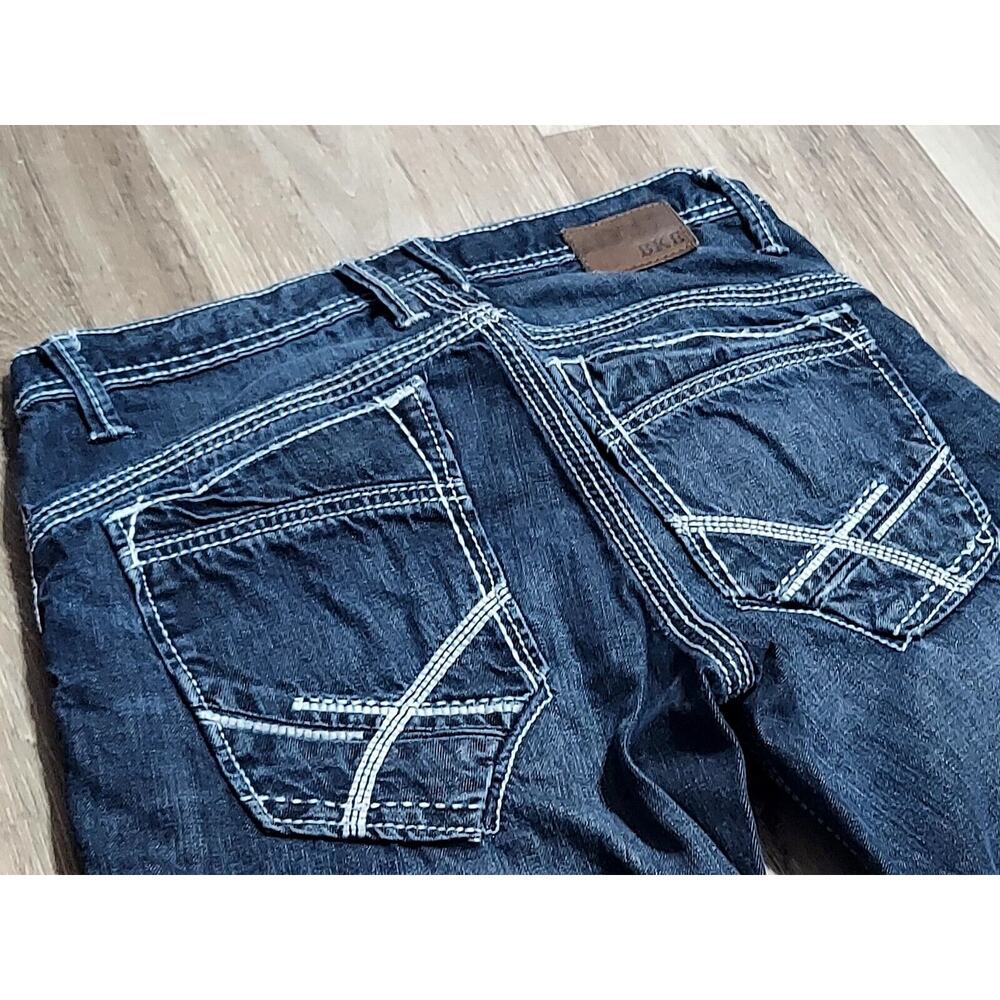 BUCKLE BKE - Fulton Women's 32R Mid-Rise Dark Stone Wash Designer Jeans 31x30.5